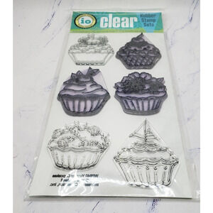 Impression Obsession Clear Cling Stamp Set Yummy Cupcakes WP840